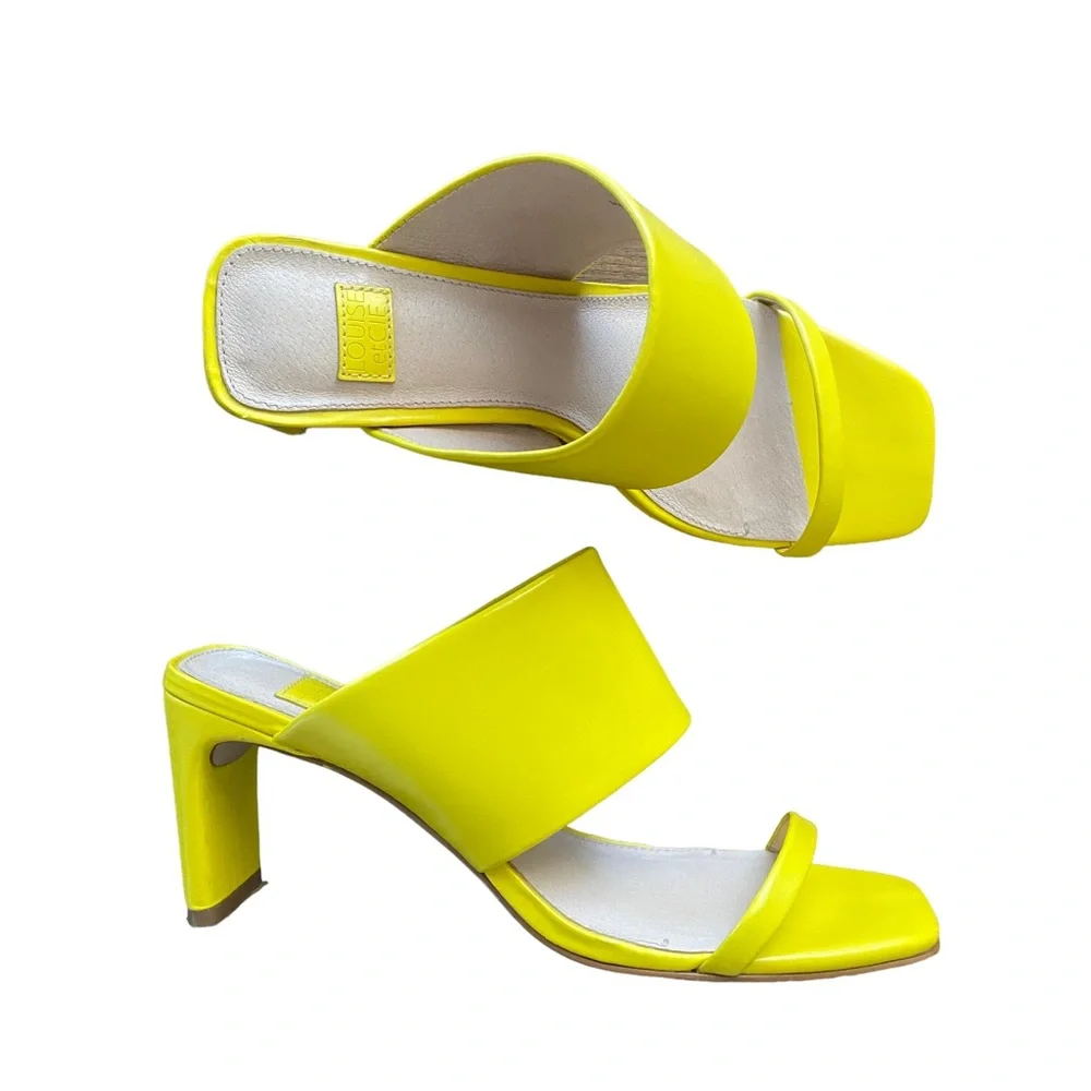 Louise et Cie Yellow leather block heel sandal mules - Picture 1 of 6